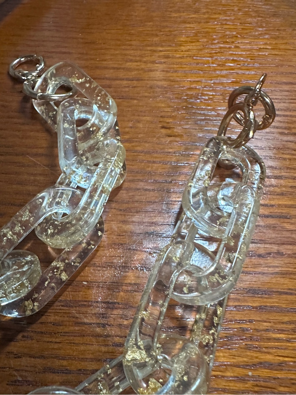 Clear Gold Flake Purse Chain Shoulder Strap - Clear